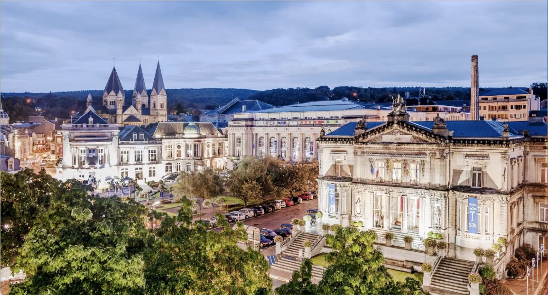 Belle Epoque skyline of Spa at dusk